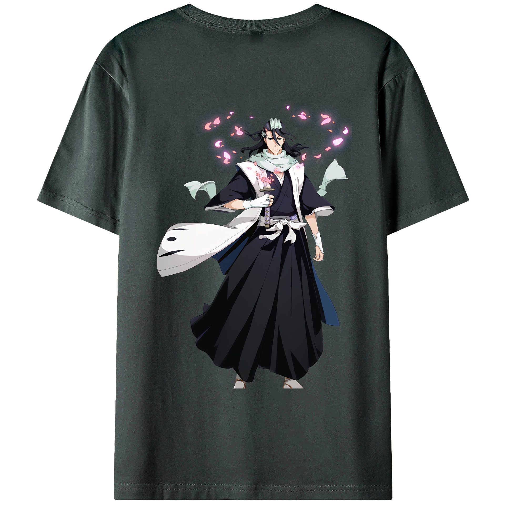 （画像用） ブリーチ くちき びゃくや BLEACH Kuchiki Byakuya 綿100％ メンズ半袖Tシャツ（バックプリント） 通気性